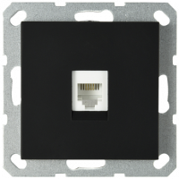 Интернет розетка Jasmart разъем RJ45 с накладкой черный матовый (soft touch) G6105PB