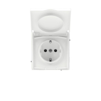 Розетка силовая KANT IP44 2P+E защ. шторки с крышкой бел. магнолия DKC 7000013