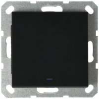 Выключатель одноклавишный Jasmart проходной со светодиодом с накладкой 10A 250V черный матовый (soft touch) G3012NPB