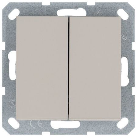 Выключатель двухклавишный перекрестный 10A 250V с накладкой, цвет Тауп Jasmart G3014T
