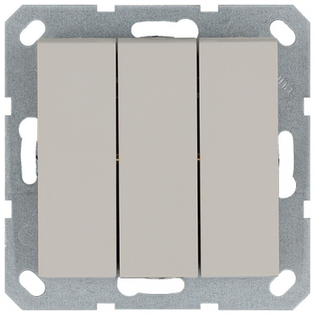 Выключатель трехклавишный 10A 250V с накладкой, цвет Тауп Jasmart G3031T