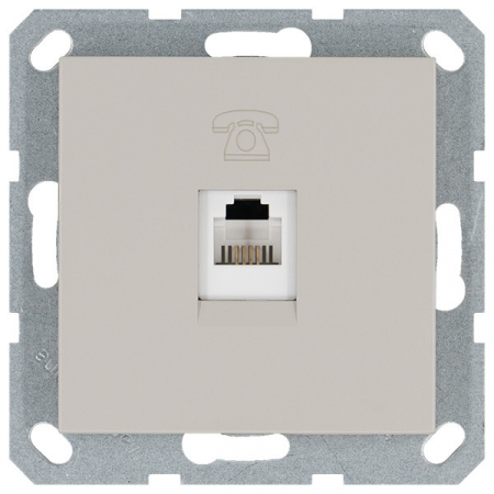 Телефонная розетка RJ11 с накладкой, цвет Тауп Jasmart G6101T
