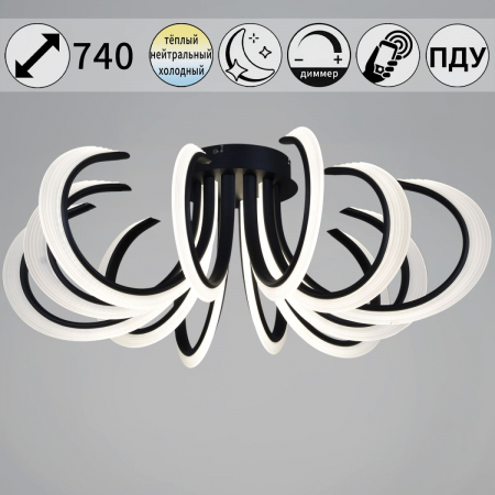 Потолочная люстра Reluce 74390-0.3-6+6 black