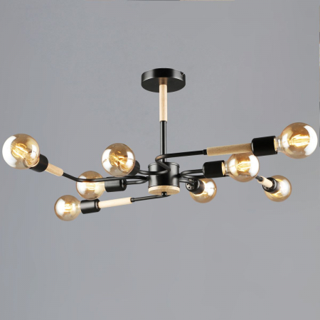 Люстра на штанге Reluce 10070-0.3-08 BK+WOOD