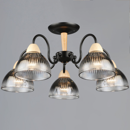 Люстра на штанге Reluce 69660-0.3-05 BK+WOOD