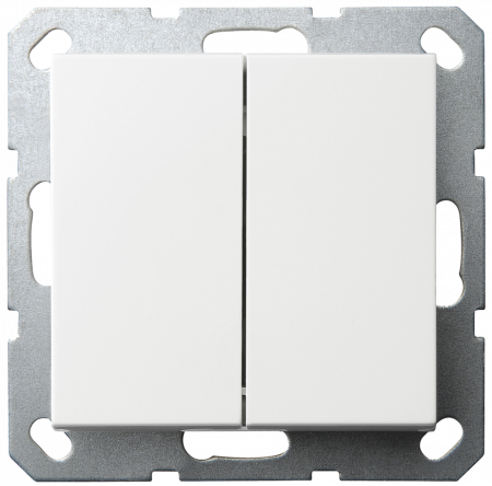 Выключатель двухклавишный проходной Jasmart с накладкой 10A 250V белый глянцевый G3022W