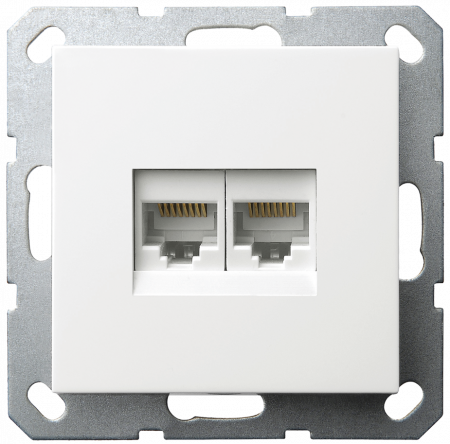 Интернет розетка Jasmart двойная разъем RJ45х2 с накладкой белый глянцевый G6106W