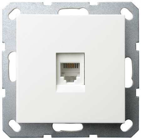 Интернет розетка Jasmart разъем RJ45 с накладкой белый глянцевый G6105W