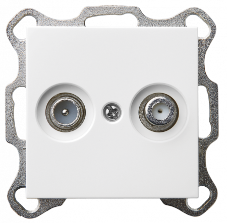 Розетка TV-FM Jasmart оконечная с накладкой белый глянцевый G6204W