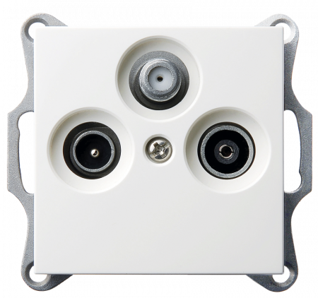 Розетка TV-FM-SAT Jasmart оконечная с накладкой белый глянцевый G6206W