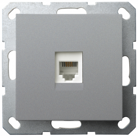 Телефонная розетка Jasmart цвет алюминий разъем RJ11 ( 6/4 ) G6101S
