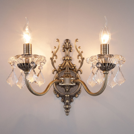 Eurosvet 3281/2 античная бронза/прозрачный хрусталь Strotskis