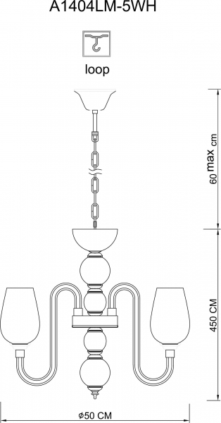Подвесная люстра Arte Lamp 96 A1404LM-5WH