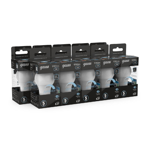 Лампа светодиодная диммируемая Gauss E27 11W 4100K матовая 102502211-D