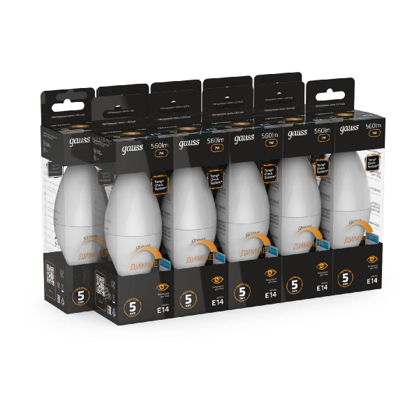 Лампа светодиодная диммируемая Gauss E14 7W 3000K матовая 103101107-D