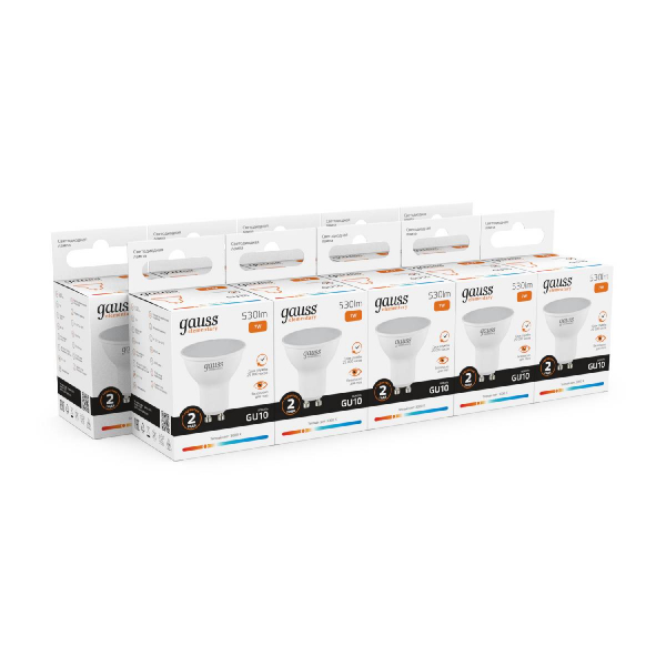 Лампа светодиодная Gauss GU10 7W 3000K матовая 13617