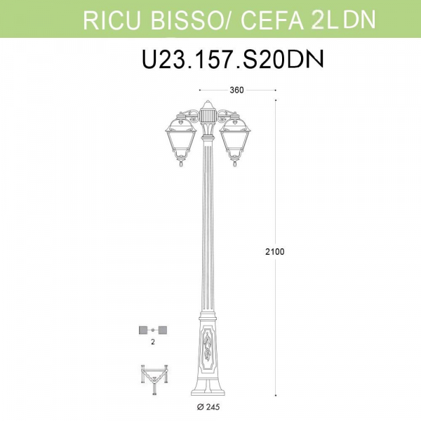 Уличный фонарь Fumagalli Ricu Bisso/Cefa 2L Dn U23.157.S20.BXF1RDN