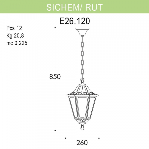 Уличный подвесной светильник Fumagalli Sichem/Rut E26.120.000.BYF1R