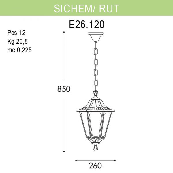 Уличный подвесной светильник Fumagalli Sichem/Rut E26.120.000.WYF1R