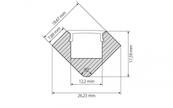 Профиль с экраном Arlight с экраном ALU-D45-2000 ANOD+FROST 018252