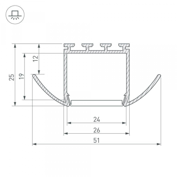 Профиль Arlight PLS-LOCK-H25-FA-2000 ANOD 016444