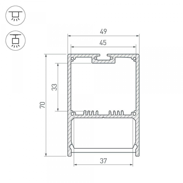 Профиль с экраном Arlight SL-LINE-4970-2500 ANOD+OPAL 020466