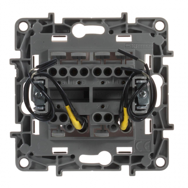 Переключатель двухклавишный Legrand Etika с подсветкой 10A 250V антрацит 672616