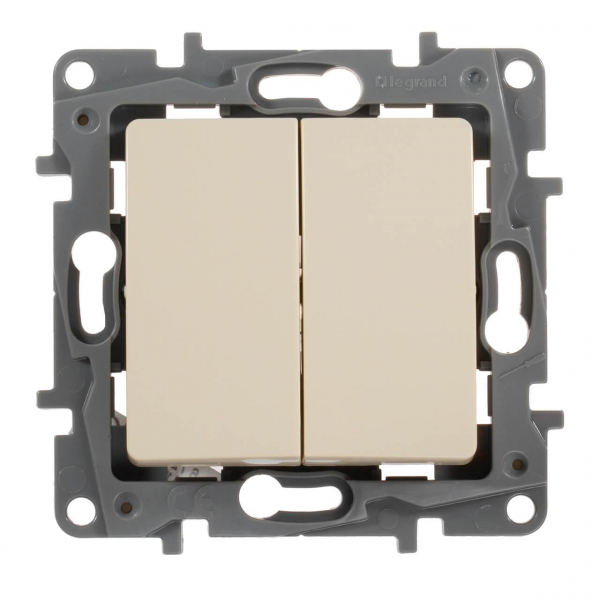 Выключатель двухклавишный Legrand Etika 10A 250V белый 672202