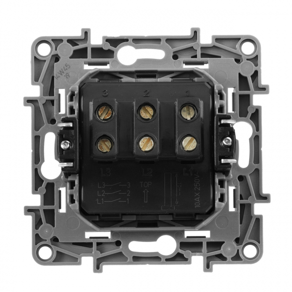 Выключатель трехклавишный Legrand Etika 10A 250V алюминий 672413
