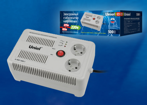 Стабилизатор напряжения (UL-00003602) Uniel 500ВА U-RST-500/1