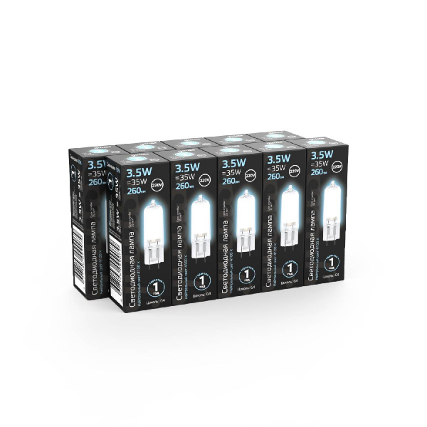 Лампа светодиодная Gauss G4 3.5W 4100K прозрачная 107807203