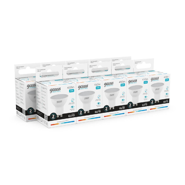Лампа светодиодная Gauss GU10 5.5W 4100K матовая 13626