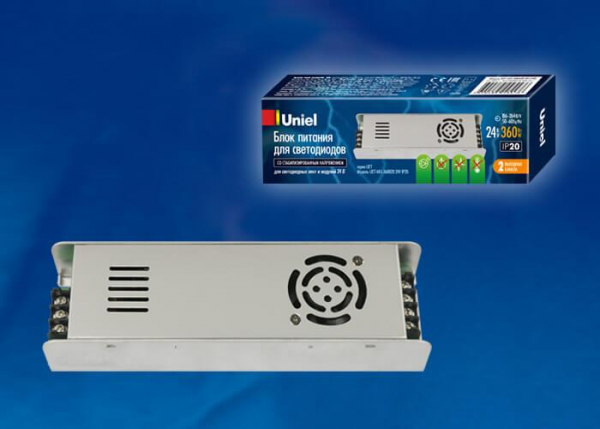 Блок питания (UL-00002435) Uniel 24V 360W IP20 15A UET-VAS-360B20 24V IP20