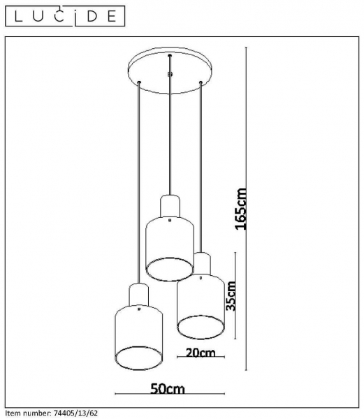 Подвесной светильник Lucide TOLEDO 74405/13/62