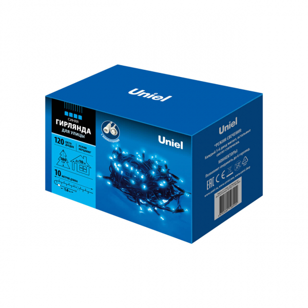 Уличная светодиодная гирлянда (UL-00003942) Uniel синий ULD-S1000-120/TBK Blue IP67