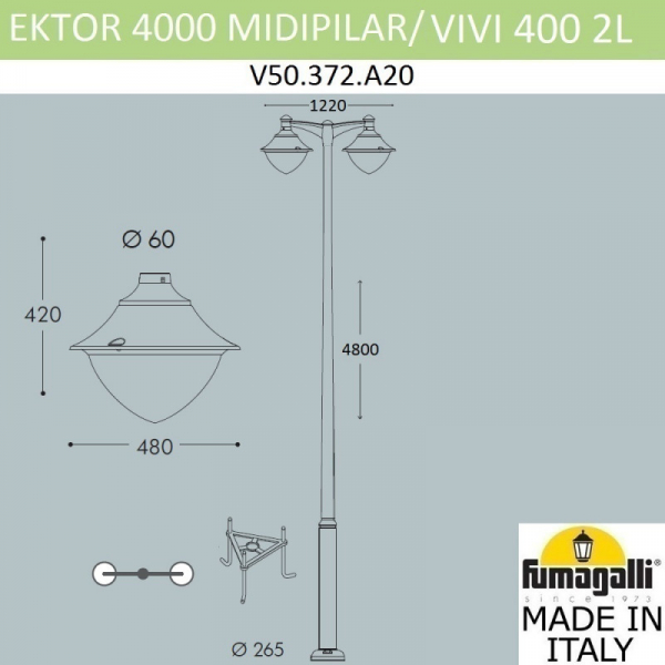 Садовый светильник Fumagalli V50.372.A20.LXH27