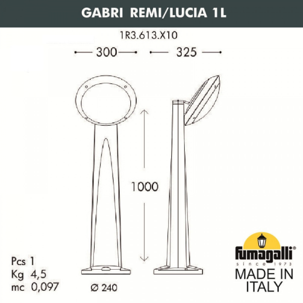 Садовый светильник Fumagalli 1R3.613.X10.WYE27