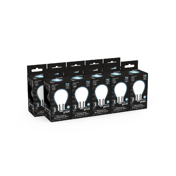 Лампа светодиодная филаментная Gauss E27 9W 4100К матовая 105202209