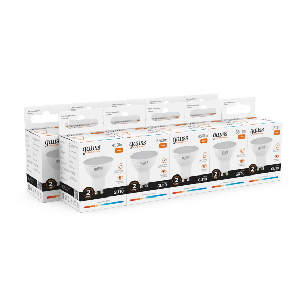 Лампа светодиодная Gauss GU10 11W 3000K матовая 13611