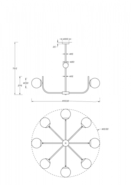 Подвесная люстра Maytoni Rendez-vous MOD109PL-08BS
