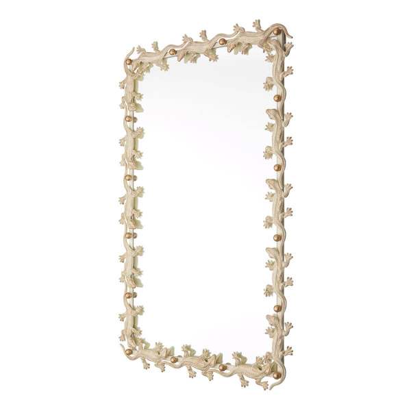 Зеркало Runden Ящерицы белый/золото прямоугольное V20013