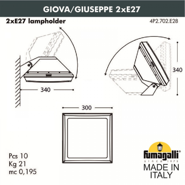 Настенный светильник Fumagalli Guizeppe 4P2.702.000.AYF1R