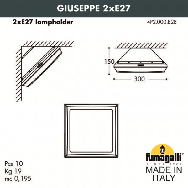 Настенный светильник Fumagalli Guizeppe 4P2.000.000.AYF1R