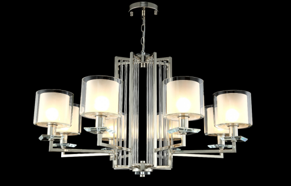 Подвесная люстра Crystal Lux Nicolas NICOLAS SP-PL8 NICKEL/WHITE