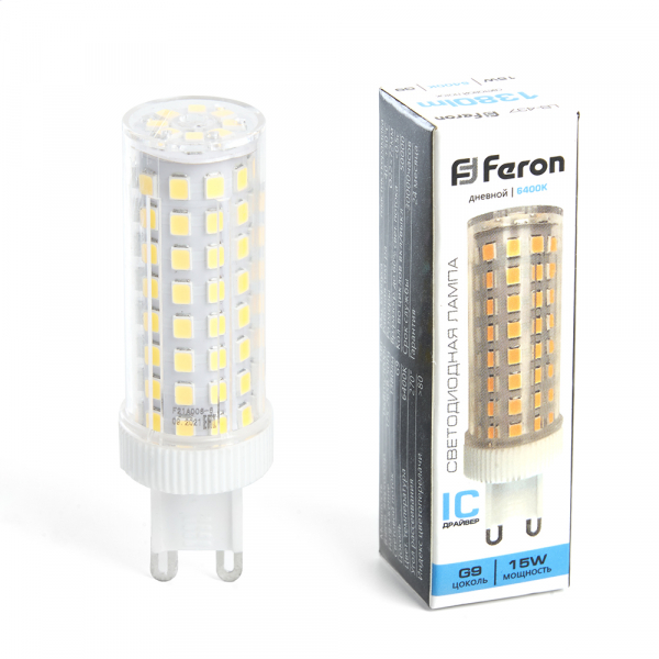 Лампа светодиодная Feron G9 15W 6400K капсульная LB-437 38214