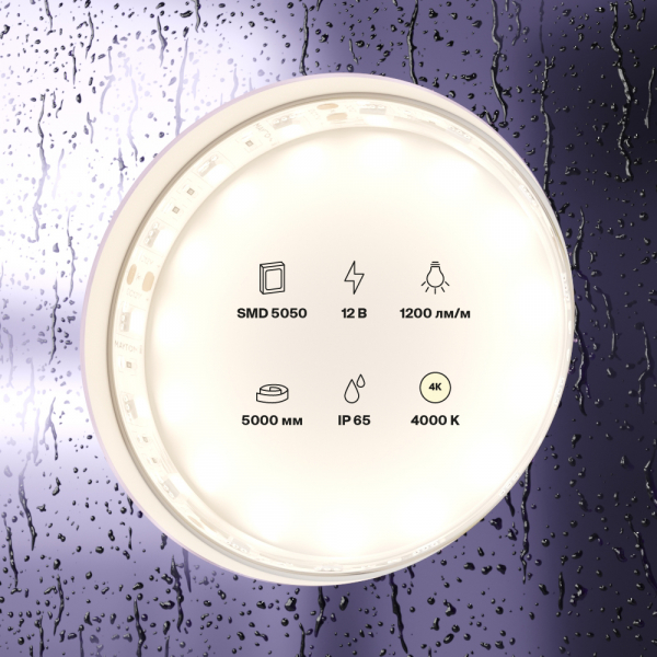 Светодиодная лента Maytoni Technical 12В 5050 14,4Вт/м 4000K IP65 10132