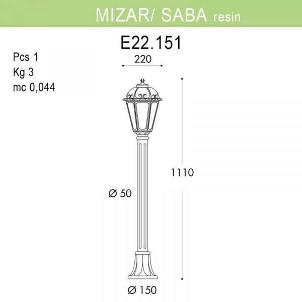 Уличный светильник Fumagalli Mizar.R/Saba K22.151.000.BYF1R