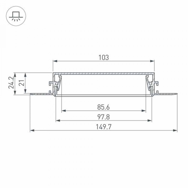 Алюминиевый профиль Arlight SL-Linia97-Fantom-2000 Anod 034987