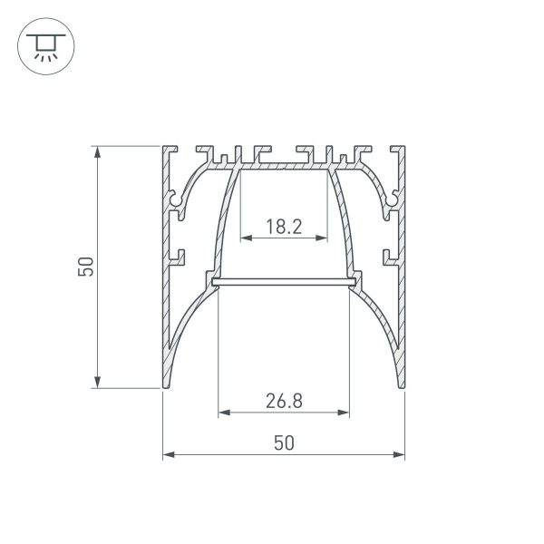 Алюминиевый профиль Arlight ARH-Line-5050-Comfort-2000 Anod 036353