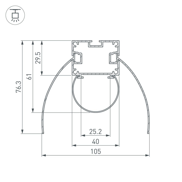 Алюминиевый профиль Arlight ARH-Power-W154-Comfort-2000 Anod 036343